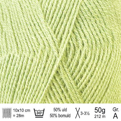 Lana Cotton 212 garn fra Hjertegarn farve Lysegrøn LACO0525 - KreStoffer