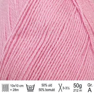 Lana Cotton 212 garn fra Hjertegarn Lyserød