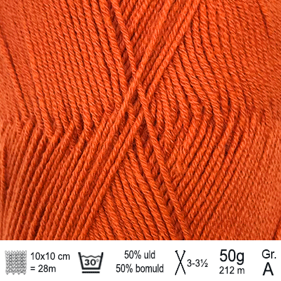 Lana Cotton 212 garn fra Hjertegarn Stærk orange
