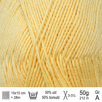 Lana Cotton 212 garn fra Hjertegarn farve Sart gul LACO3050 - KreStoffer