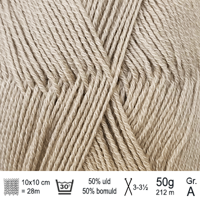 Lana Cotton 212 garn fra Hjertegarn farve Beige LACO2122 - KreStoffer