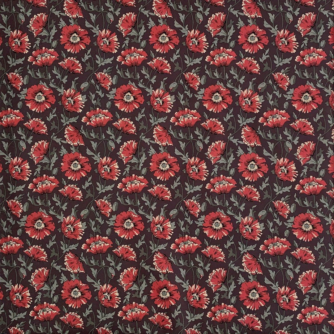 Liberty stof med rød sommerblomst