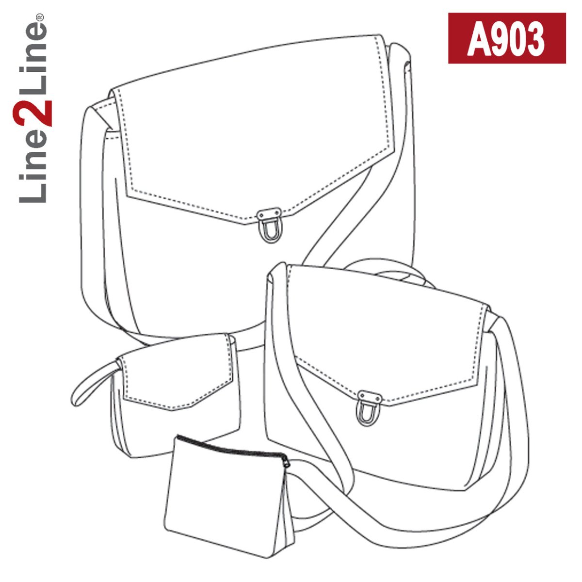 Line2Line A903 Hverdagstaske, computertaske, clutch og kosmetikpung