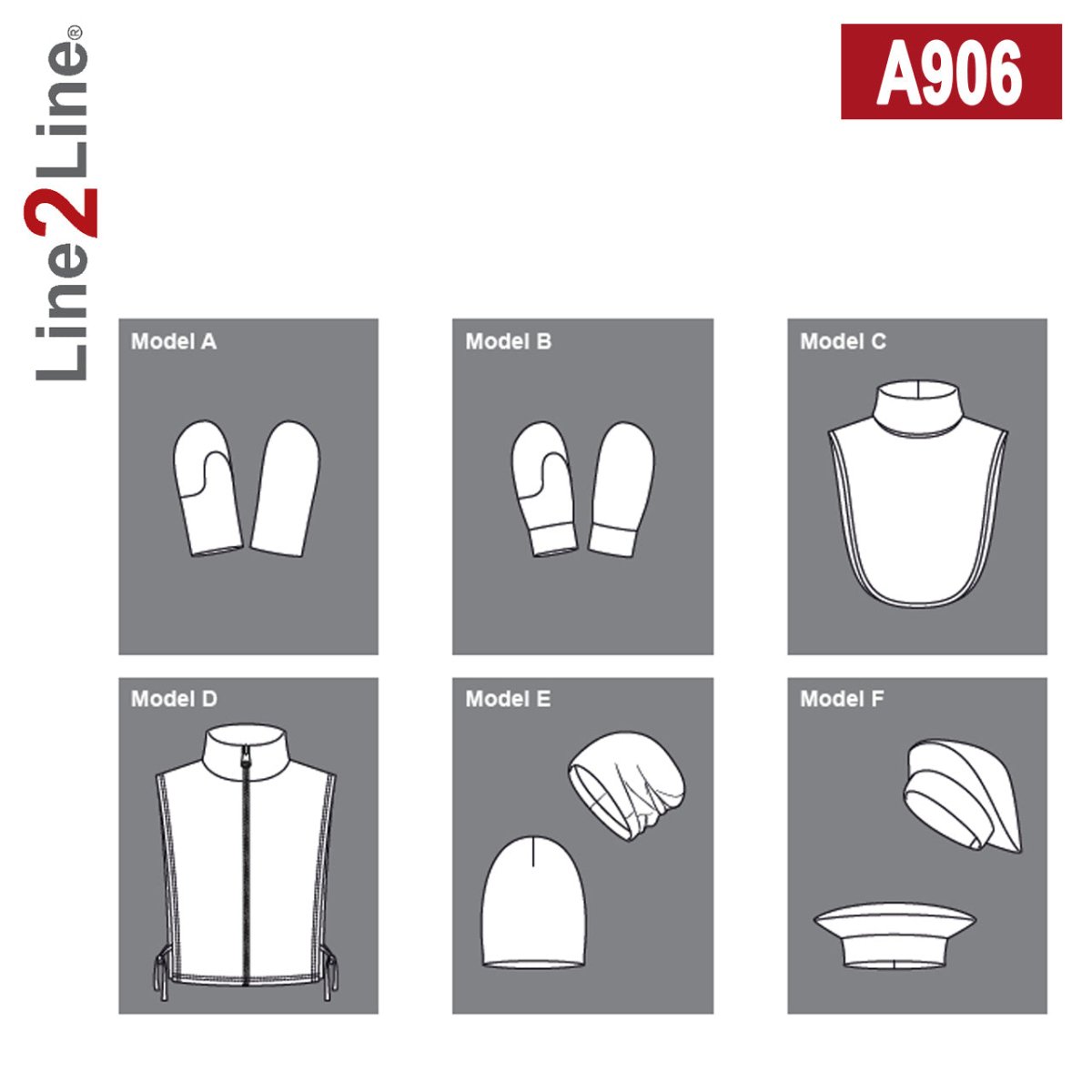 Line2Line A906 Luffer, halsedisser, beanie og baret