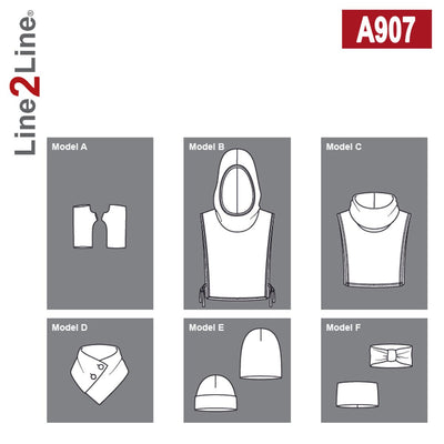 Line2Line A907 Håndledsvarmer, halsedisse, hue, bånd - KreStoffer