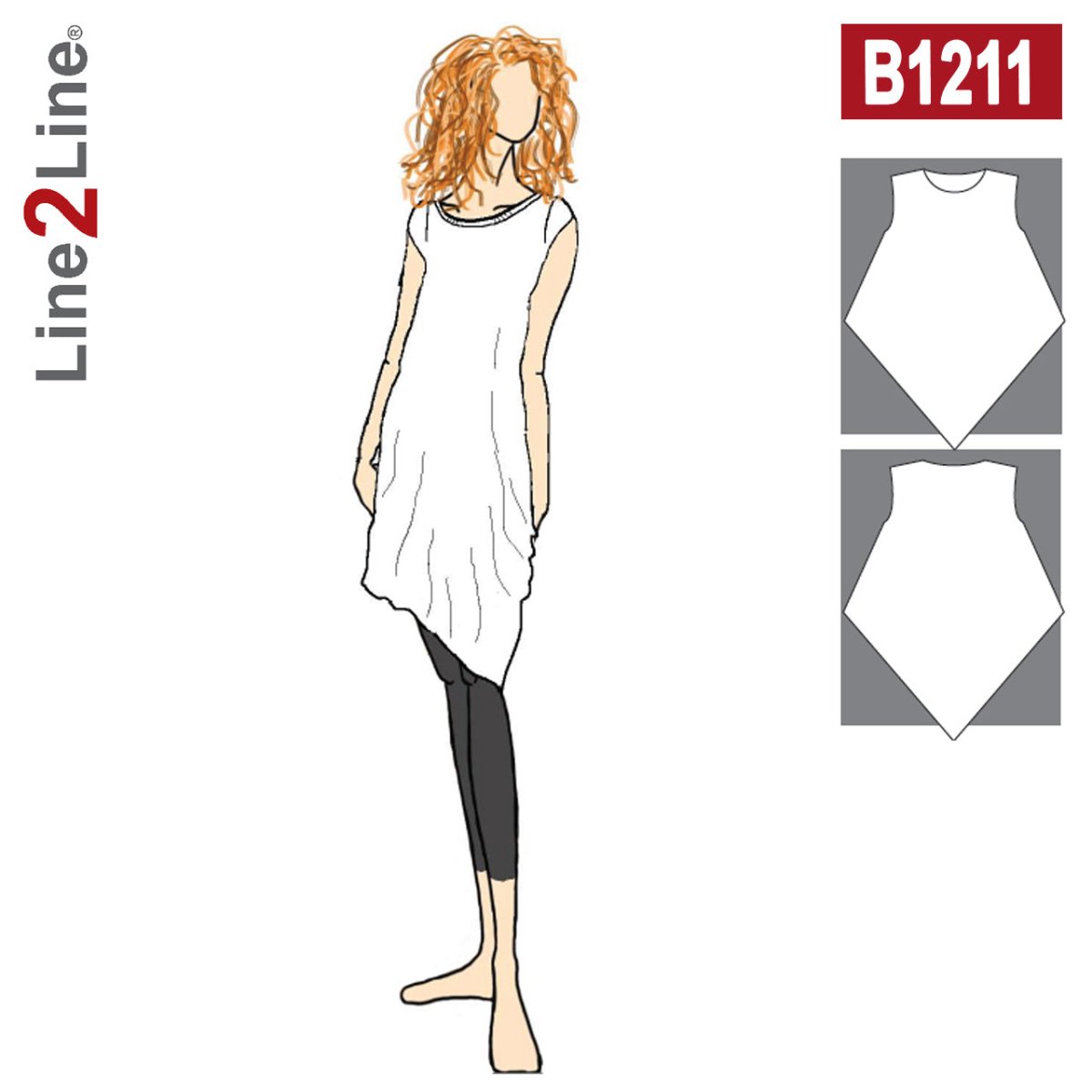 Line2Line B1211 Oversize tunika med asymmetrisk look