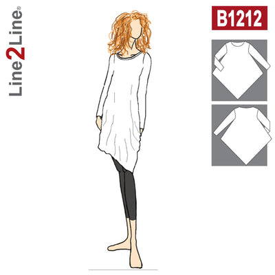Line2Line B1212 Oversize tunika med ærme og asymmetrisk look - KreStoffer