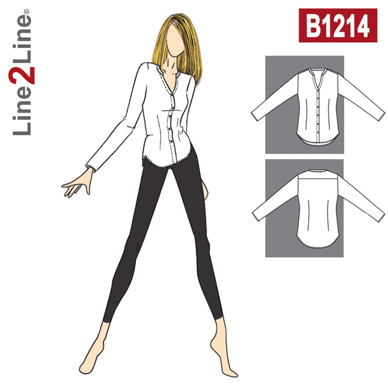 Line2Line B1214 Skjorte med rund krave - KreStoffer