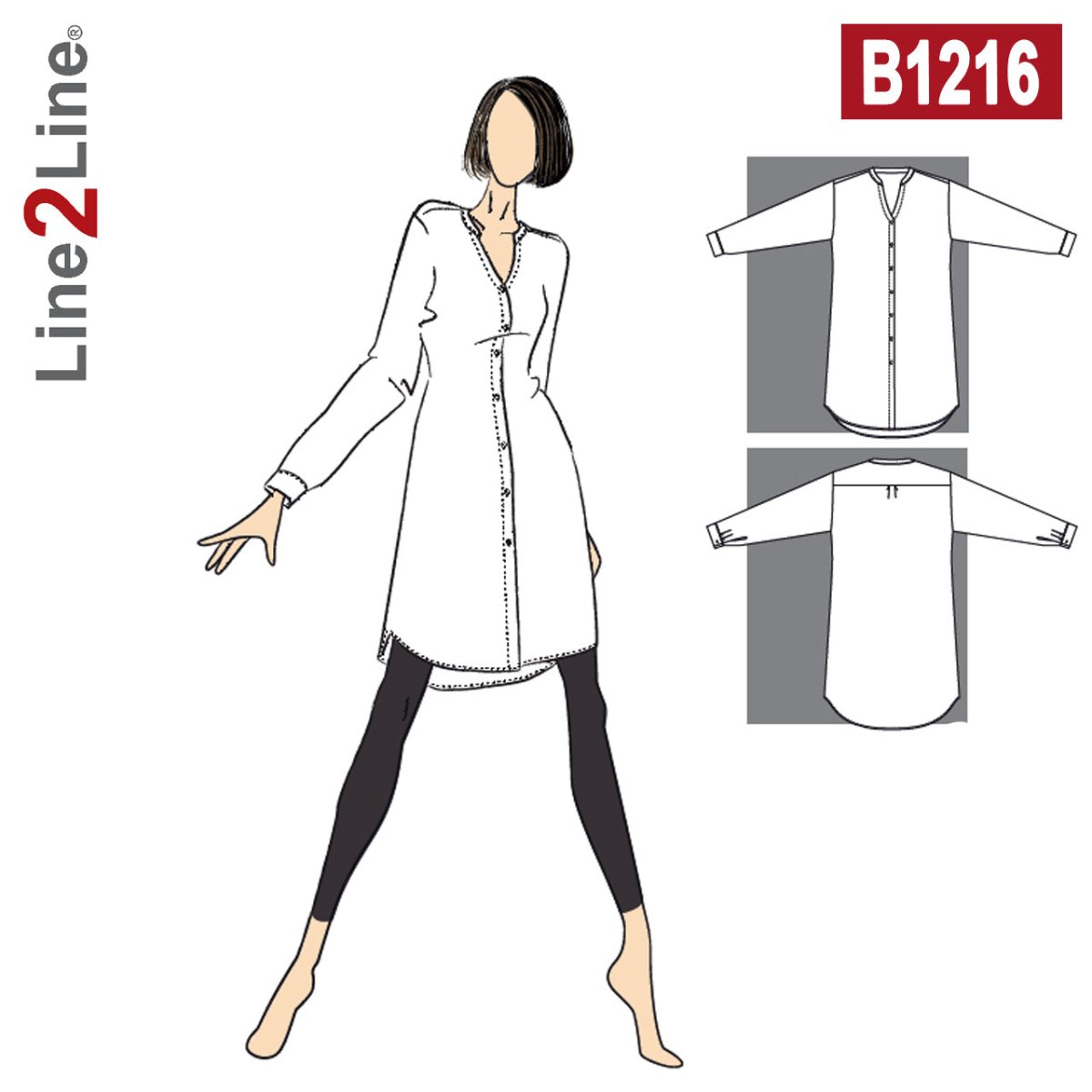 Line2Line B1216 Storskjorte med rund krave