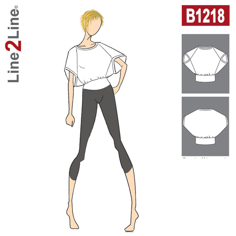 Line2Line B1218 Flagermusbluse med skrå ærmegab - KreStoffer