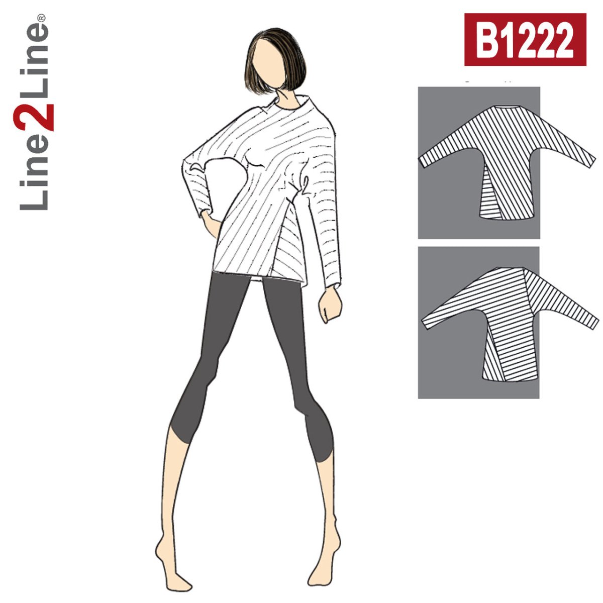 Line2Line B1222 Bluse med drejede striber
