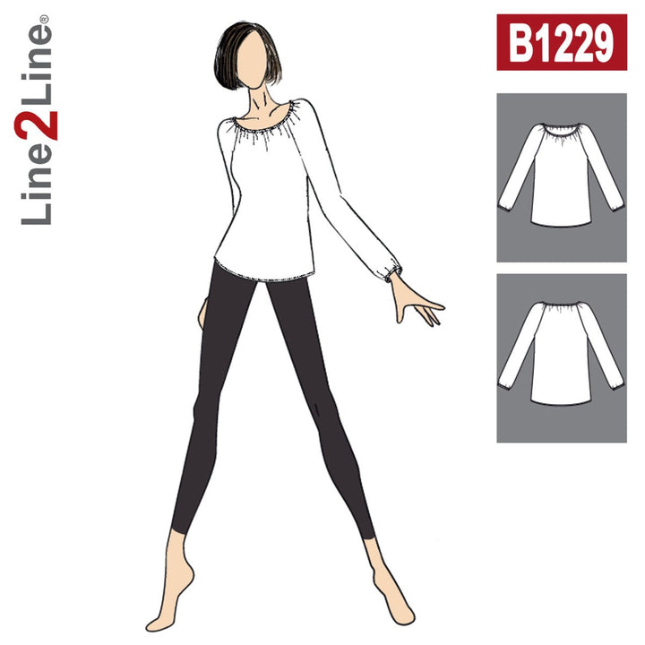 Line2Line B1229 Raglan bluse med elastik
