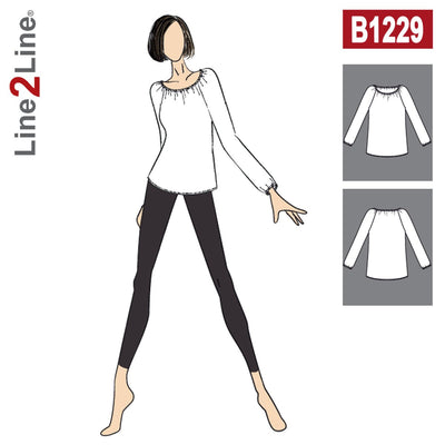 Line2Line B1229 Raglan bluse med elastik - KreStoffer