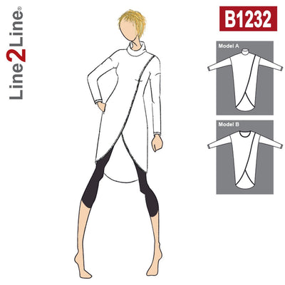 Line2Line B1232 Bluse med dobbelt forstykke - KreStoffer