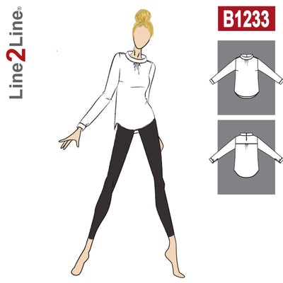 Line2Line B1233 Skjorte med rynker og ståkrave - KreStoffer
