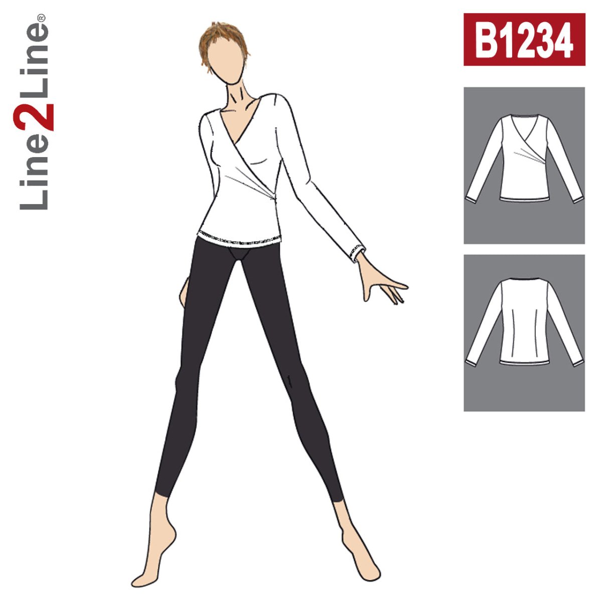 Line2Line B1234 Bluse med slå om effekt