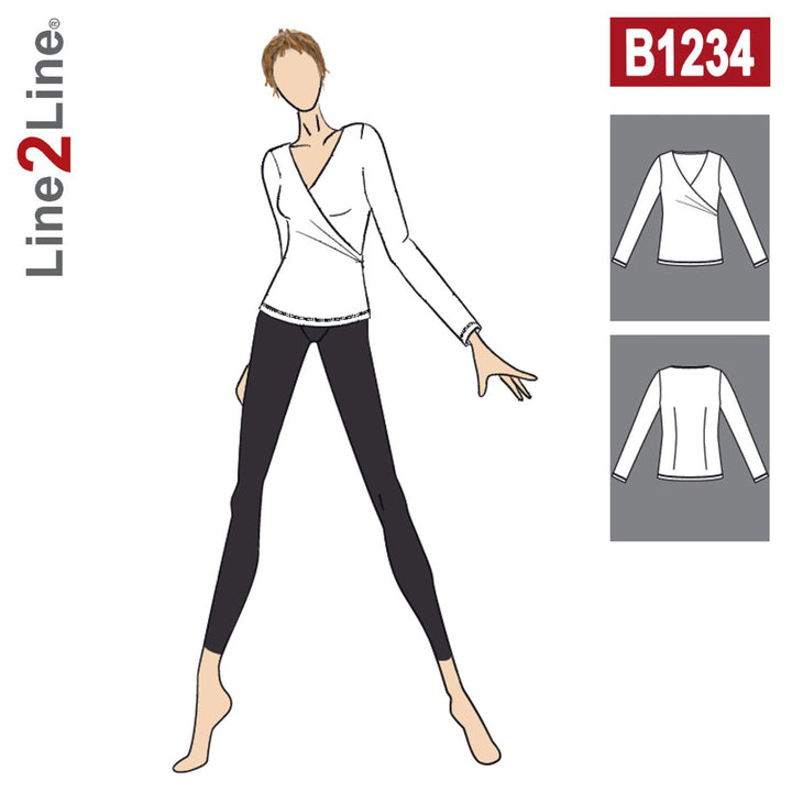 Line2Line B1234 Bluse med slå om effekt