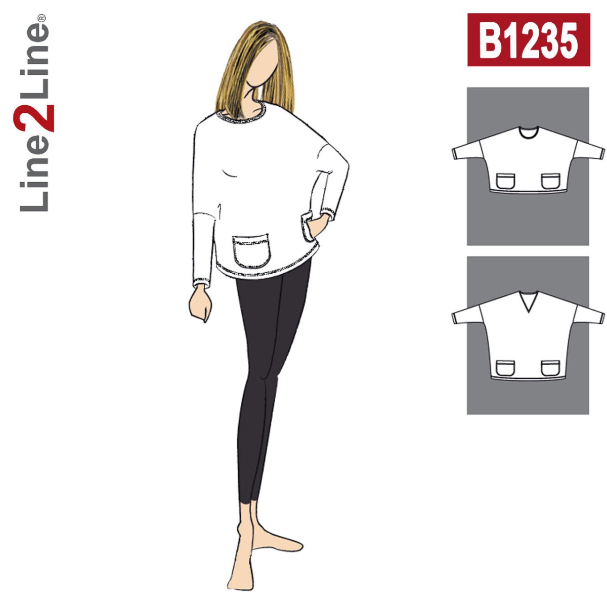 Line2Line B1235 Oversize Bluse med lommer