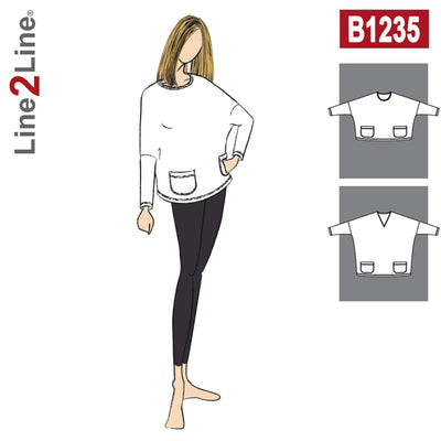 Line2Line B1235 Oversize Bluse med lommer - KreStoffer