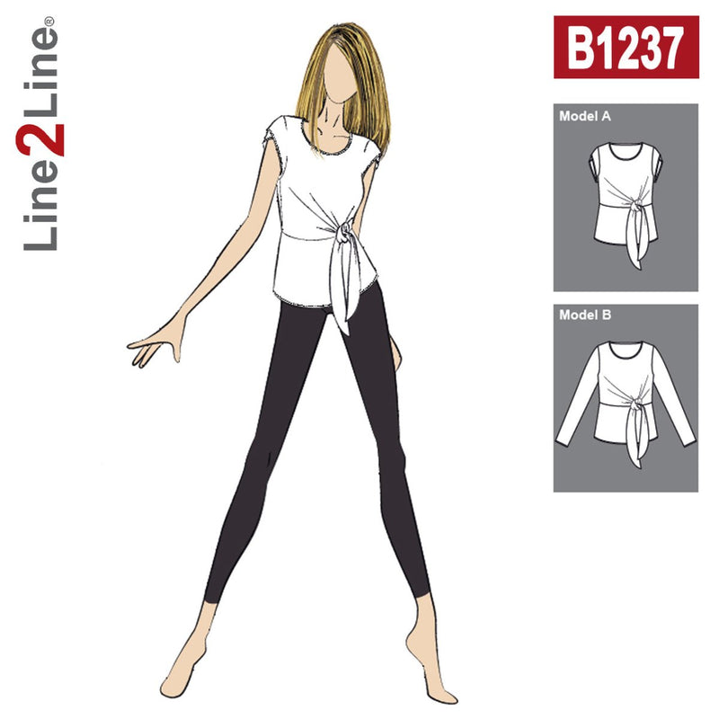 Line2Line B1237 Bindebluse med tulipanærmer - KreStoffer
