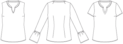 Line2Line B1238 Bluse med flæseærmer og krave - KreStoffer