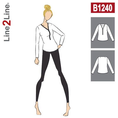 Line2Line B1240 Bluse med lynlås i halskanten - KreStoffer