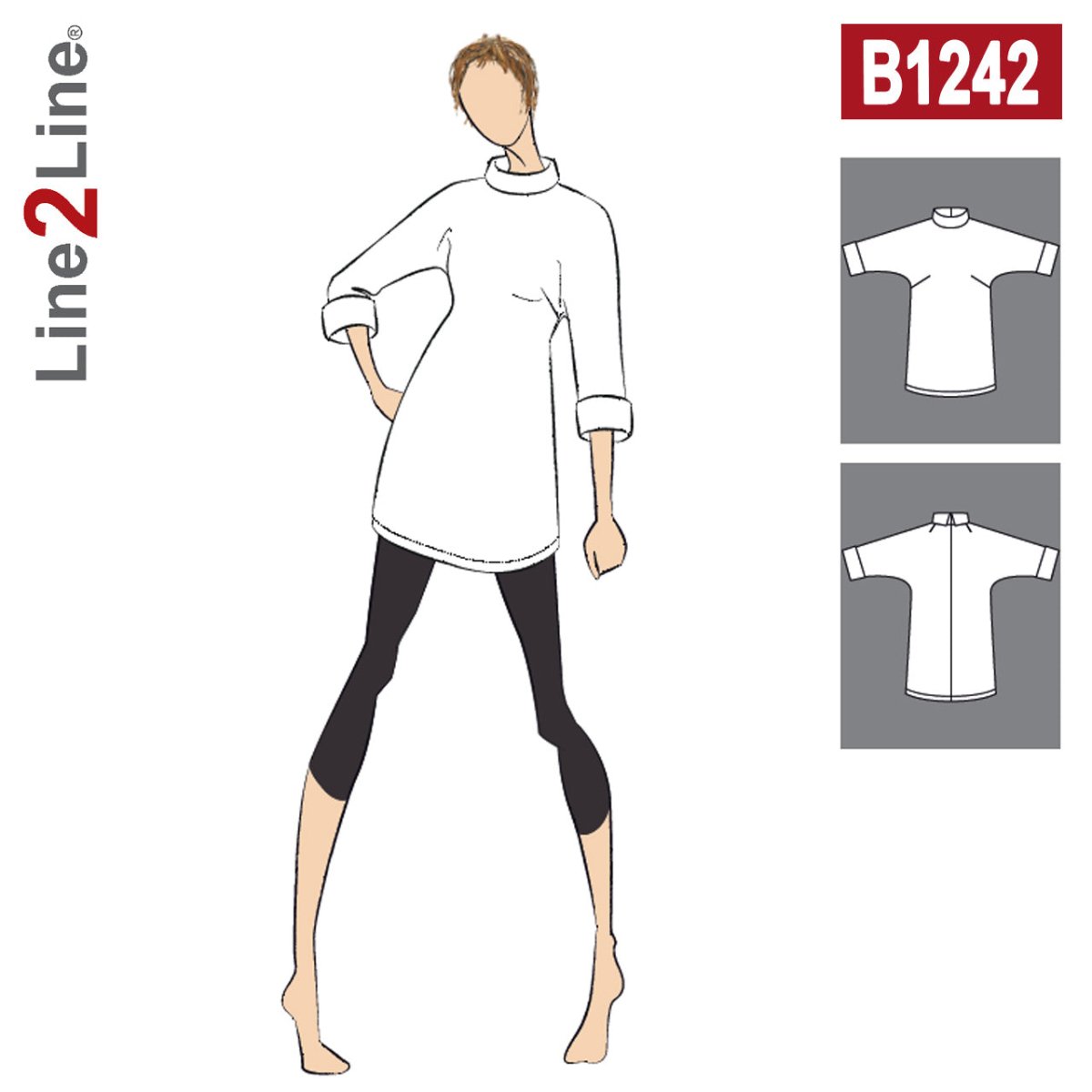 Line2Line B1242 Tunika med skrå brystindsnit