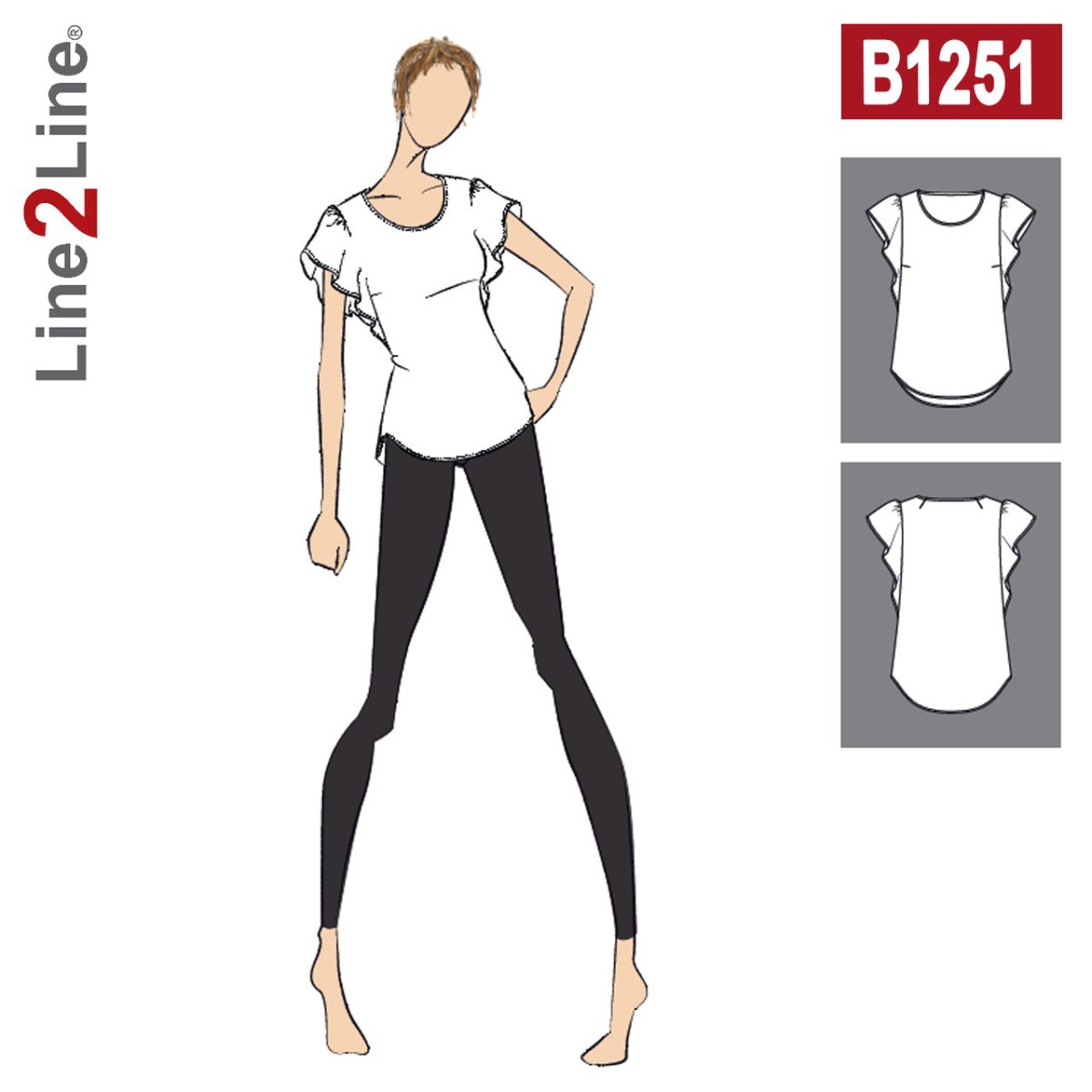 Line2Line B1251 Bluse med flæseærmer
