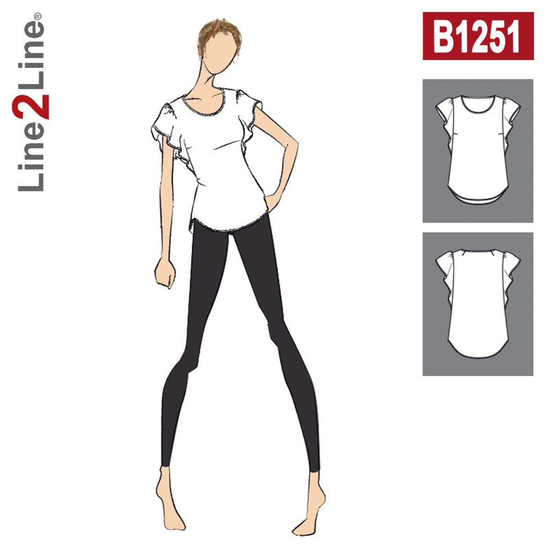 Line2Line B1251 Bluse med flæseærmer - KreStoffer