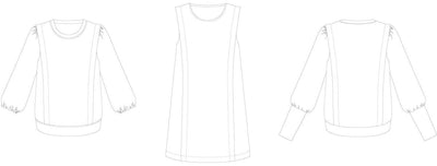 Line2Line B1259 Bluse med skulderlæg og ribkanter - KreStoffer