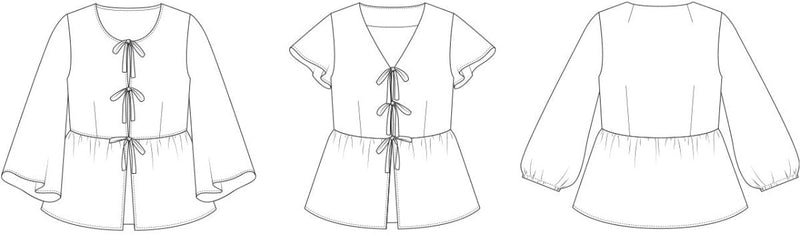 Line2Line B1266 Peplum skjortebluse med bindebånd - KreStoffer