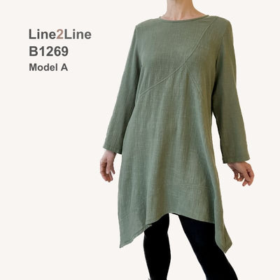 Line2Line B1269 Asymmetrisk tunika med skrå skæringer - KreStoffer