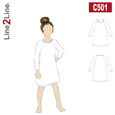 Line2Line C501 Raglan kjole, børn - KreStoffer