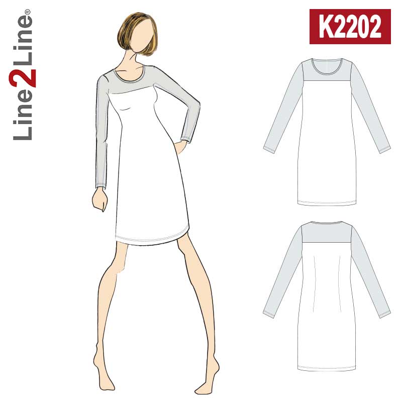 Line2Line K2202 Kjole med blonde bærestykke og ærme