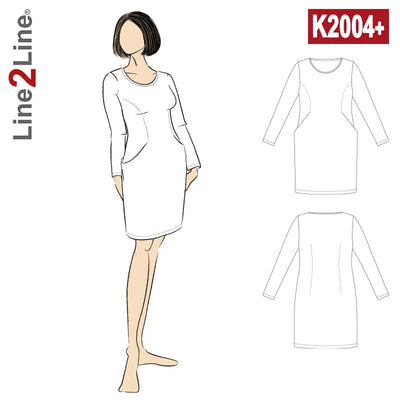 Line2Line K2204 Kjole med lommer PLUS - KreStoffer