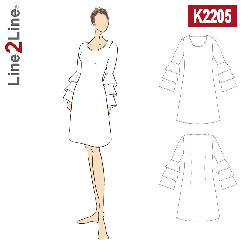 Line2Line K2205 Kjole med volant ærmer - KreStoffer