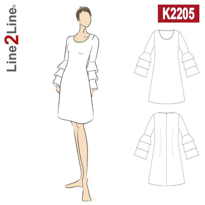 Line2Line K2205 Kjole med volant ærmer - KreStoffer