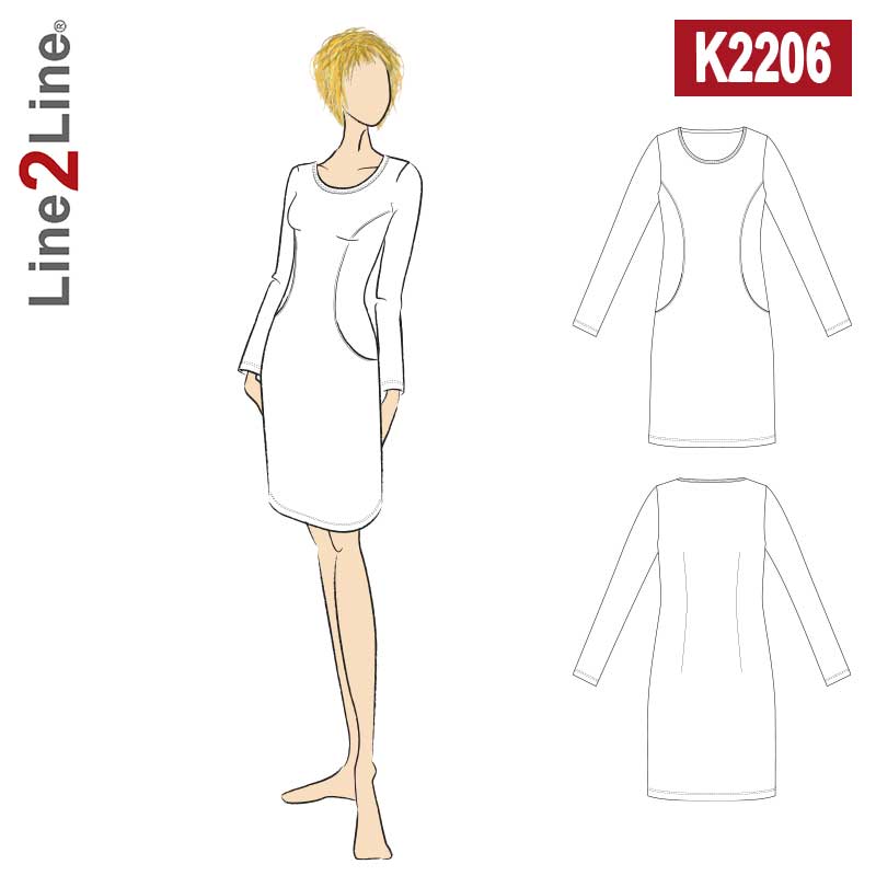Line2Line K2206 Kjole med lommer i prinsessesnit - KreStoffer