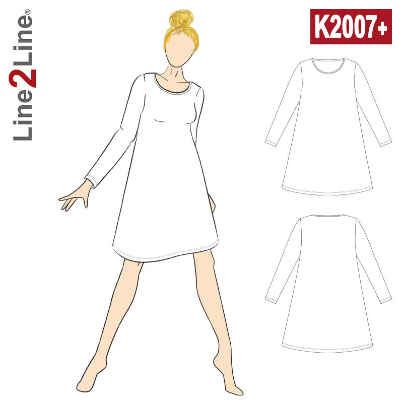 Line2Line K2207 Kjole med A-facon PLUS - KreStoffer