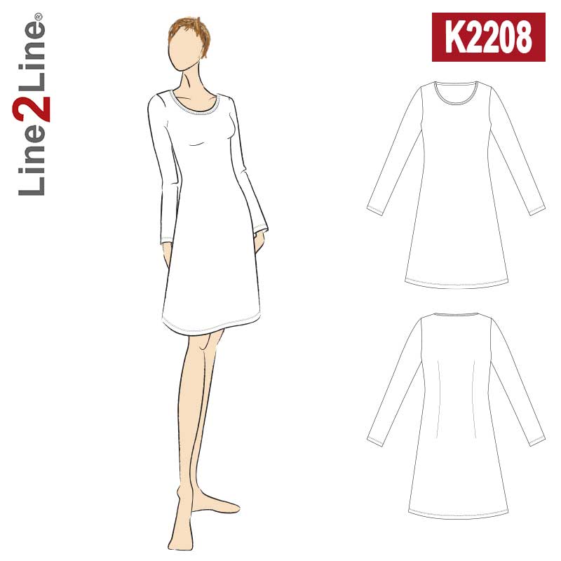 Line2Line K2208 T-shirt kjole med vidde - KreStoffer