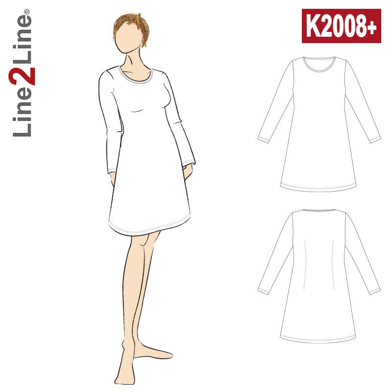 Line2Line K2208 T-shirt kjole med vidde PLUS SIZE