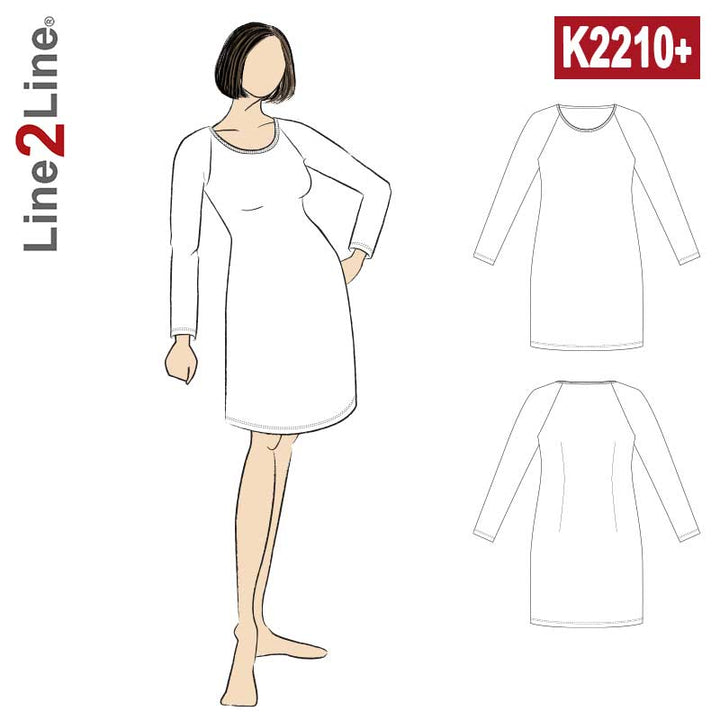 Line2Line K2210 Raglan kjole PLUS