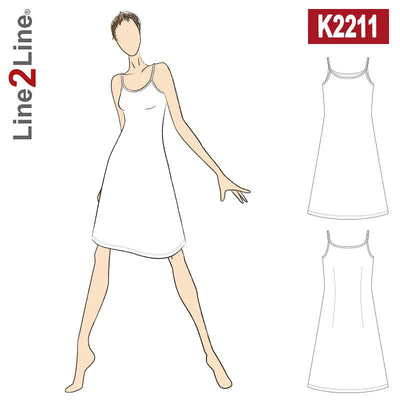 Line2Line K2211 Kjole med stropper og vidde - KreStoffer