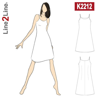 Line2Line K2212 Kjole med stropper & vidde - KreStoffer