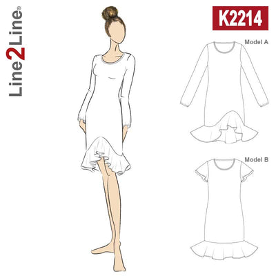 Line2Line K2214 Kjole med volant - KreStoffer