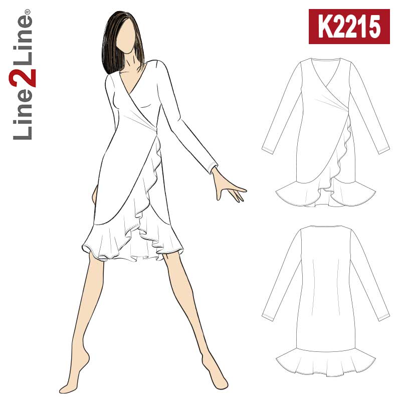Line2Line K2215 Kjole med slå-om effekt og volant