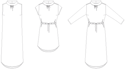 Line2Line K2218 Skjortekjole med rynker og ståkrave - KreStoffer