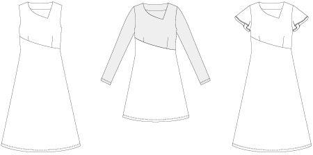 Line2Line K2221 Kjole med asymmetrisk delesøm