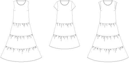 Line2Line K2222 Lang kjole med flæser - KreStoffer
