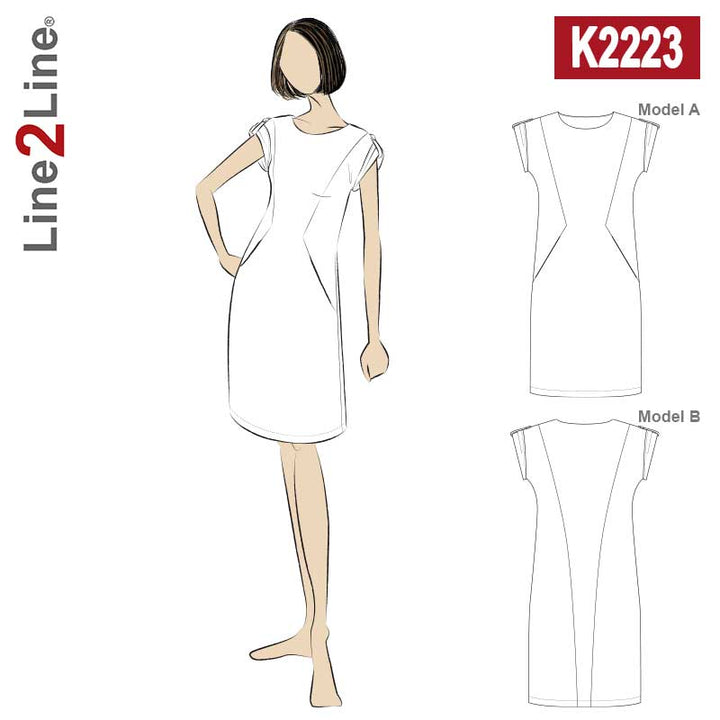 Line2Line K2223 Kjole med grafisk snit og lommer